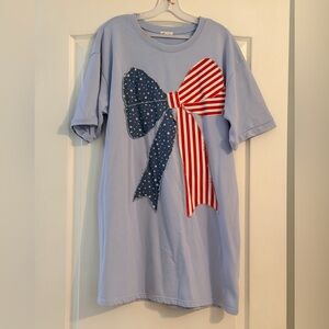 JODIFL Blue Dress with Patriotic Bow